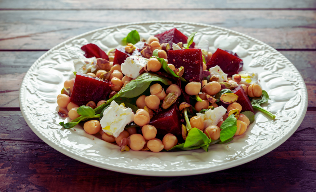 chickpea beet and feta salad for Health